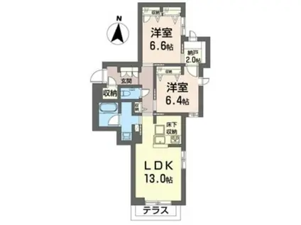 ターンベーリーレジデンス経堂(2SLDK/1階)の間取り写真