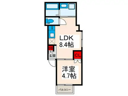 グリーングラス(1LDK/3階)の間取り写真