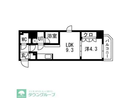 TRADIS両国III(1LDK/2階)の間取り写真