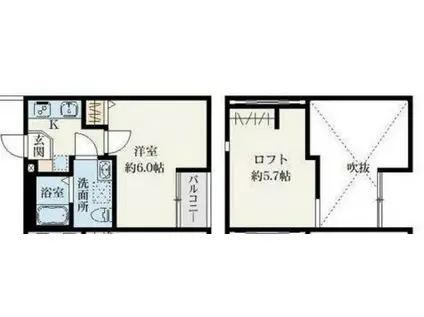 フェイストハイツ 大和田(1K/2階)の間取り写真