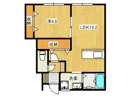 BROWN CHESS(1LDK/1階)の間取り写真