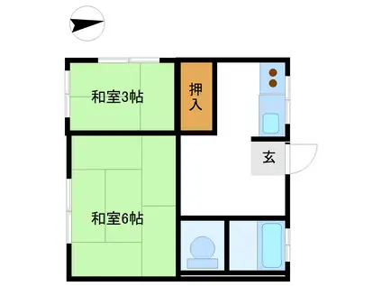 オークラハイツ(2K/2階)の間取り写真