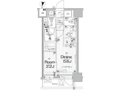ステージグランデ新中野アジールコート(1DK/6階)の間取り写真