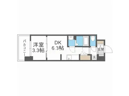 BPRレジデンス天満橋(1DK/2階)の間取り写真