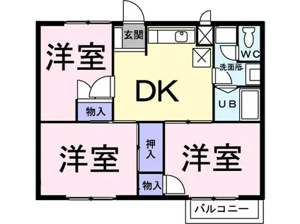 エスペランサ(3DK/1階)の間取り写真