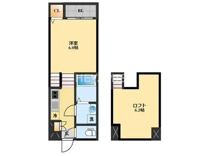 MODERN PALAZZO多良見IC(1SK/1階)の間取り写真