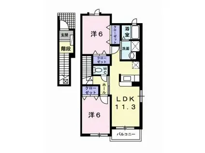 クリスタル・フジA(2LDK/2階)の間取り写真