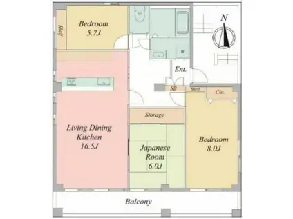 スカイプラザ中野(3LDK/5階)の間取り写真
