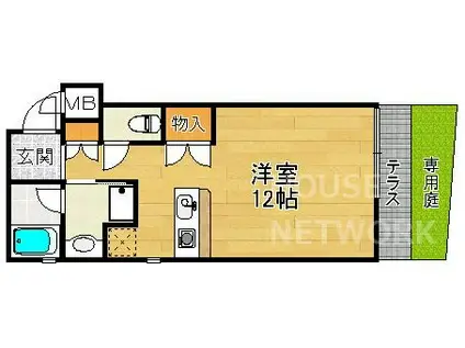 沐恩堂鞍馬口(1K/1階)の間取り写真