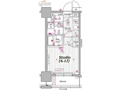 ガーラ・プレシャス川崎(1K/7階)の間取り写真