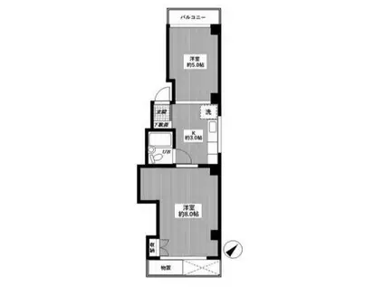 藤原ビル(2K/2階)の間取り写真