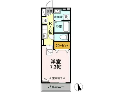 グランモア青葉(1K/2階)の間取り写真