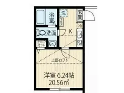ラフィーネ上大岡IIB棟(1K/2階)の間取り写真
