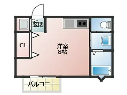 FERIO不二ガ丘(ワンルーム/2階)の間取り写真