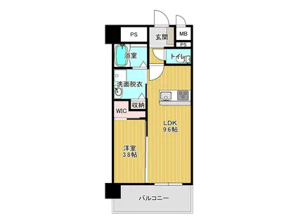 大津町引水 マンション(1LDK/3階)の間取り写真