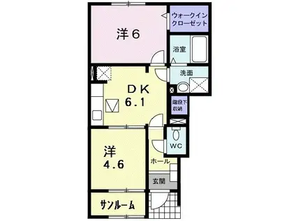 セロトーレI(2DK/1階)の間取り写真