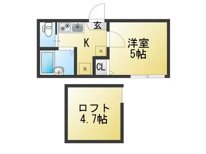 追浜オーシャン(1K/2階)の間取り写真