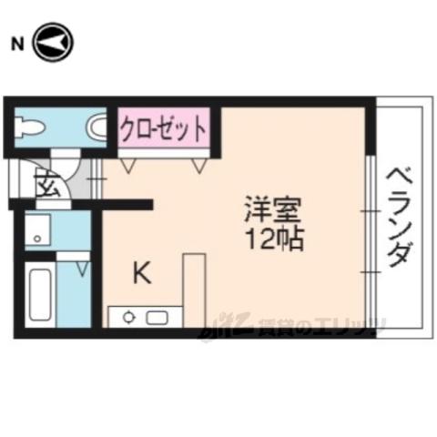 ハイツ北山(ワンルーム/4階)の間取り写真