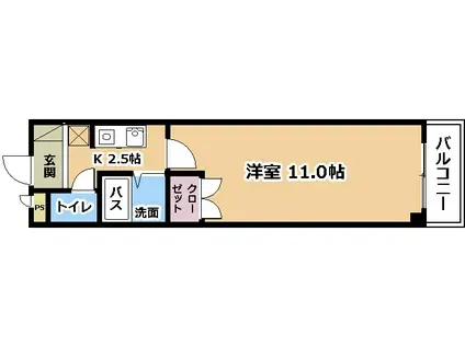 エルシリト(1K/3階)の間取り写真