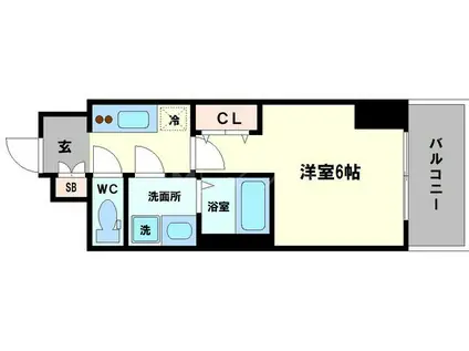 LC難波クレア(1K/13階)の間取り写真