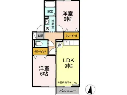 サニーハウス上今井AB(2DK/2階)の間取り写真