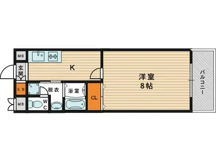 ＪＲおおさか東線 ＪＲ野江駅 徒歩7分 6階建 築23年(1K/5階)の間取り写真