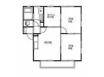 サンガーデン小金井 弐番館(2DK/2階)の間取り写真