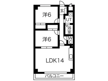 リヴィエル城屋敷(2LDK/4階)の間取り写真