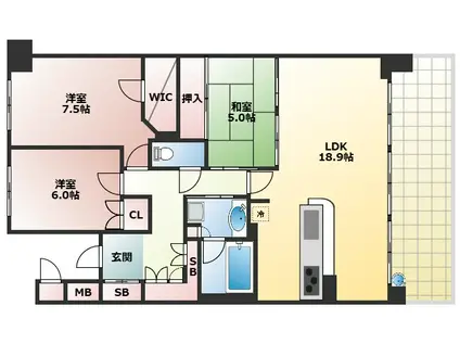 ジェイグラン吹田千里丘(3LDK/3階)の間取り写真