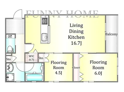 ガーデンコート大崎(2LDK/2階)の間取り写真