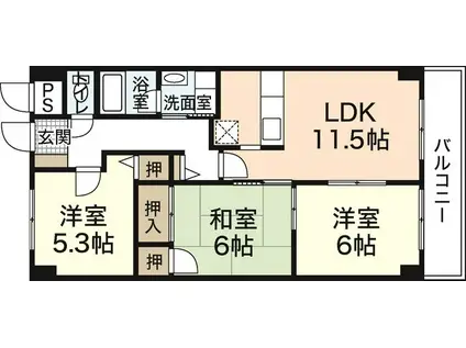 グランカーサ古江(3LDK/7階)の間取り写真