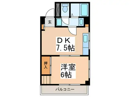 クラルテ大森本町(1DK/3階)の間取り写真
