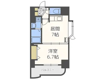 ティアラ資生館(1LDK/8階)の間取り写真