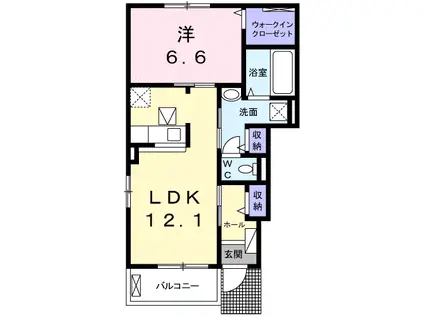 プレジャーケイB(1LDK/1階)の間取り写真