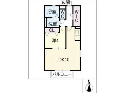 LS金城(1LDK/2階)の間取り写真