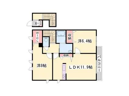 カーザ ボニータ(2LDK/2階)の間取り写真