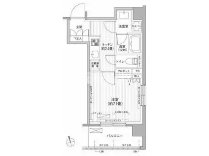シエール自由が丘(1K/3階)の間取り写真
