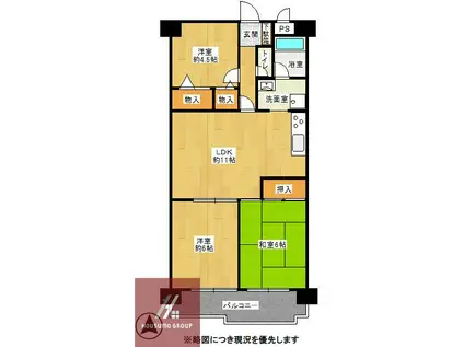 朝日プラザ緑橋(3LDK/2階)の間取り写真