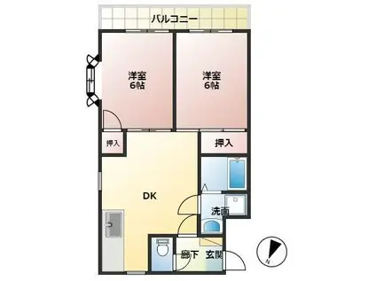 メゾン・エレスポワール(2DK/1階)の間取り写真