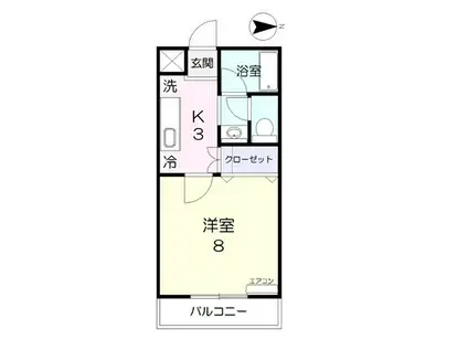 コーポ半田5(1K/3階)の間取り写真