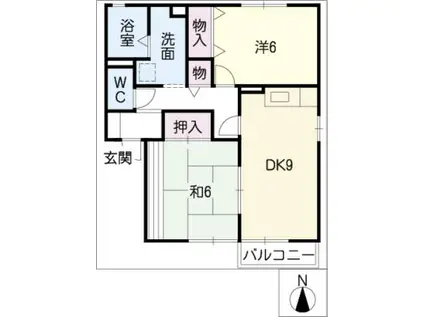 サニーコート下箕田A棟(2DK/2階)の間取り写真