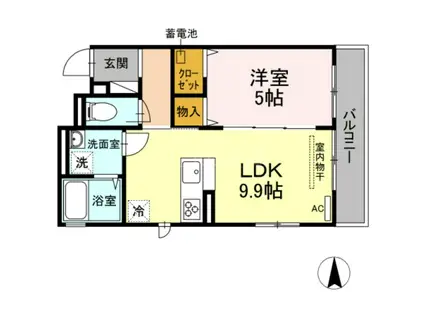 OKUE II(1LDK/3階)の間取り写真