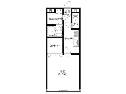 トゥール笛吹(1K/1階)の間取り写真