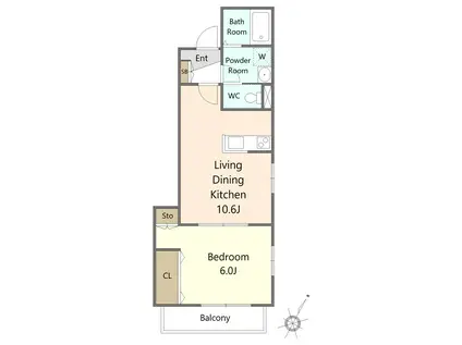 サニーハウス(1LDK/2階)の間取り写真
