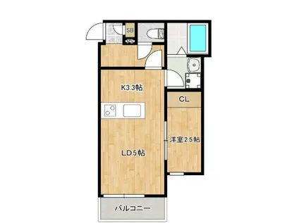 エルモス姪浜II(1LDK/3階)の間取り写真