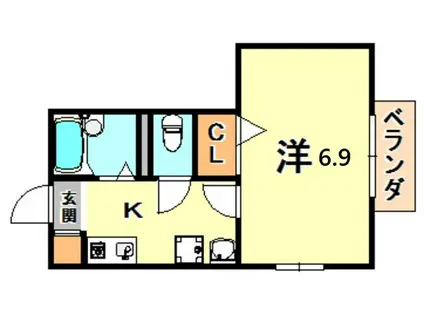ハイツハーモニー(1K/1階)の間取り写真