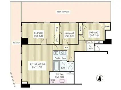 アビタシオン大島(3LDK/13階)の間取り写真