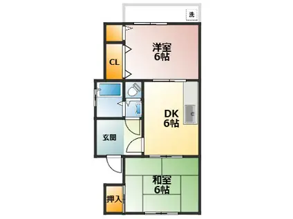 垂水八木ハイツ(2DK/2階)の間取り写真