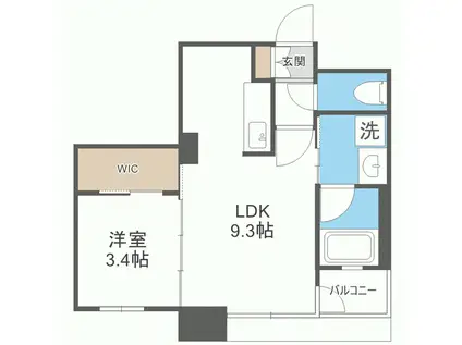 エンクレストベイ天神東III(1LDK/14階)の間取り写真