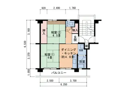 有野団地B(2DK/1階)の間取り写真